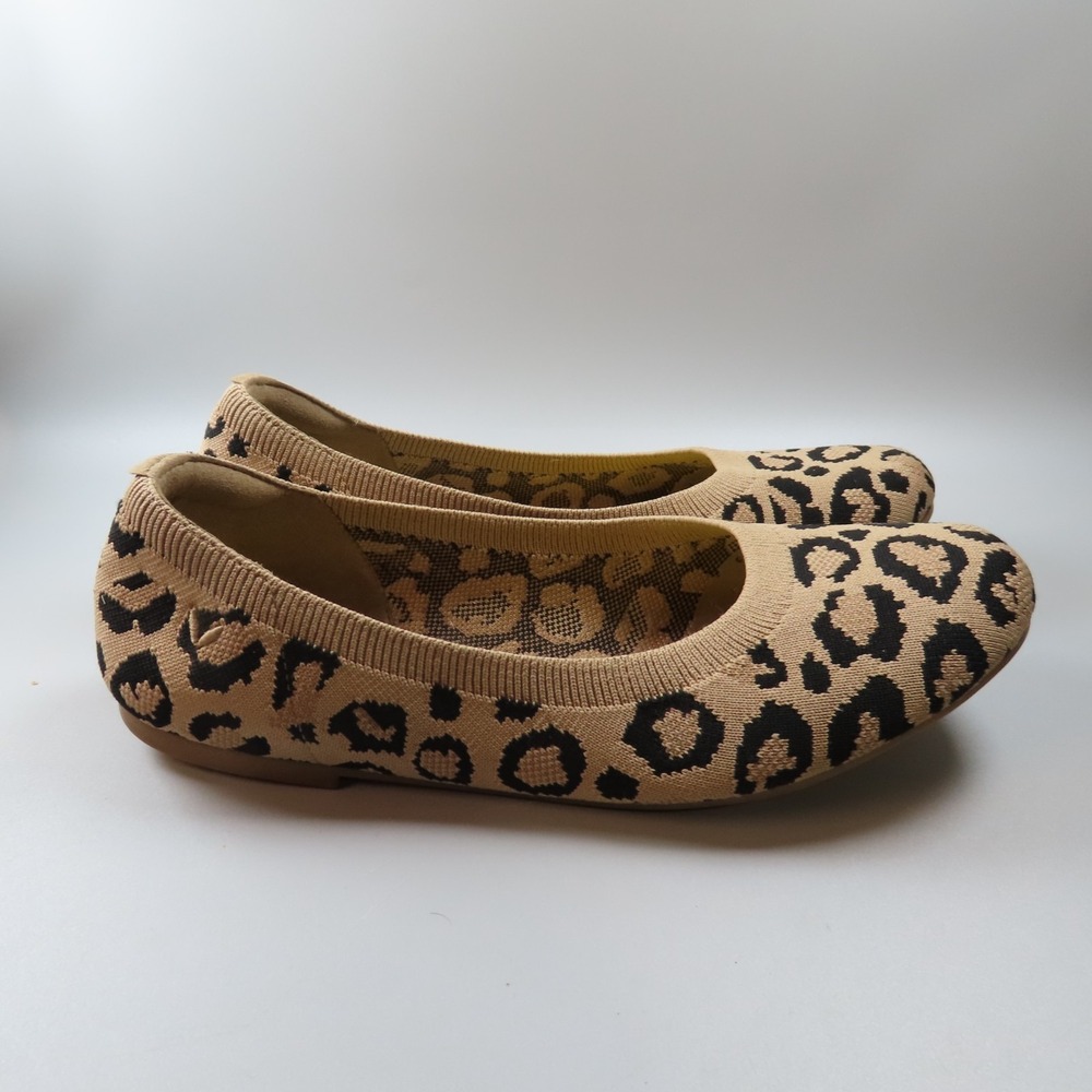 Vivaia Ballet Flats Womens 41 Brown Leopard Print Round Toe Slip On Casual